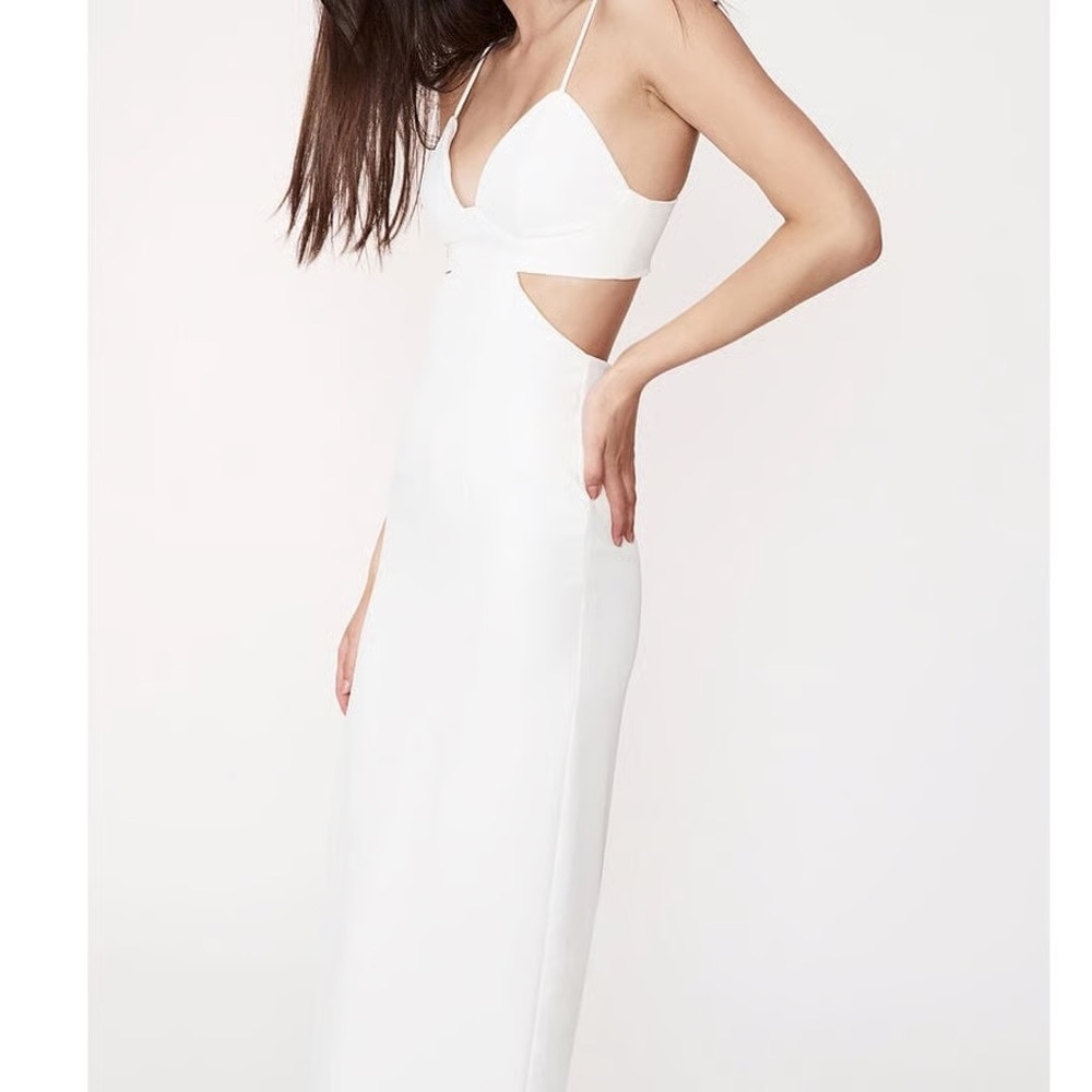 Bardot Cut Out Slit Midi Dress White Size M